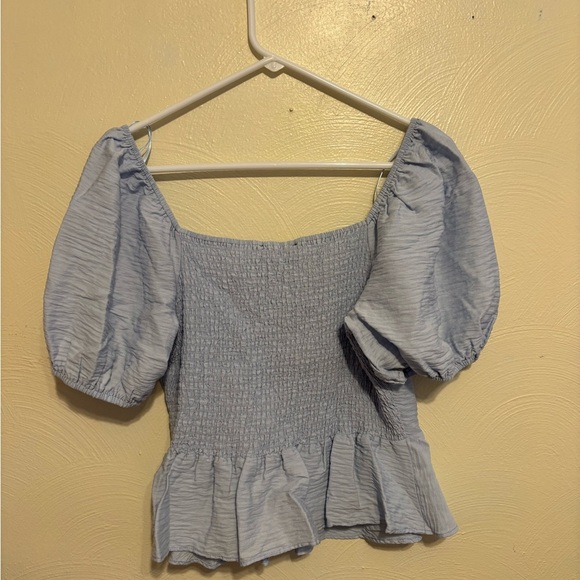 Chic Light Blue Puff Sleeve Blouse - Picture 8 of 8